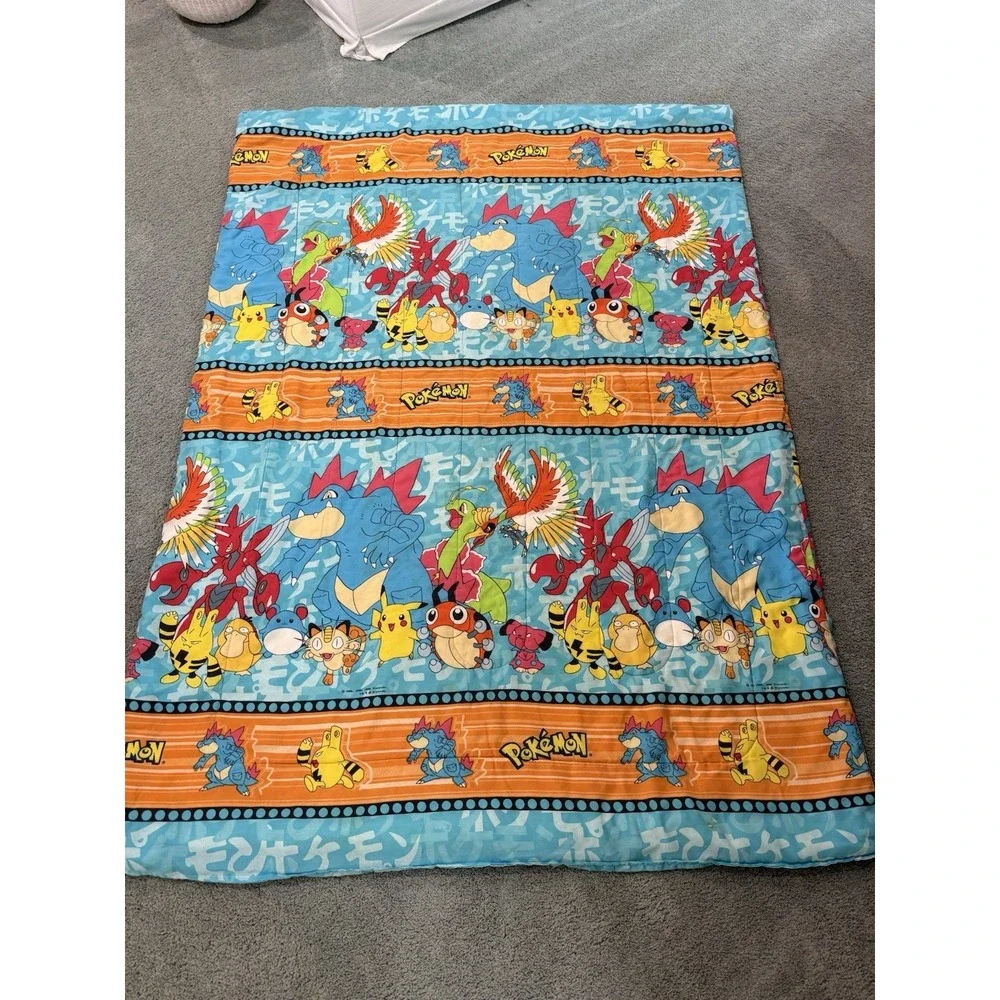 Vintage 1998 Pokemon Bed Comforter Blanket Nintendo Rare Video Game Twin Size